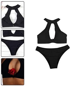 Women Swimsuits Round Collar Swimwear Low-Waisted Bikini - Khaki - C118U30AT4O $15.19-Racing