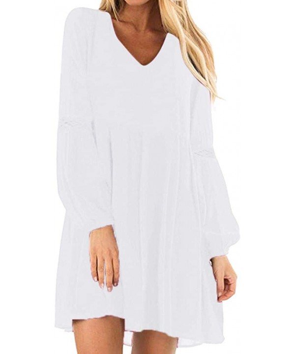 Women's Flowy Sundress Flared Tunic Dress - D-white - C0193MR94RT $16.31-Cover-Ups