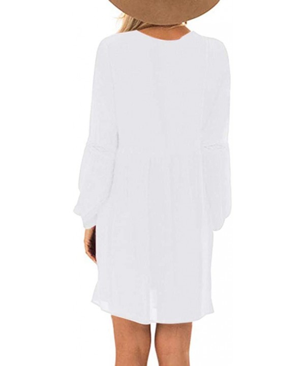 Women's Flowy Sundress Flared Tunic Dress - D-white - C0193MR94RT $16.31-Cover-Ups