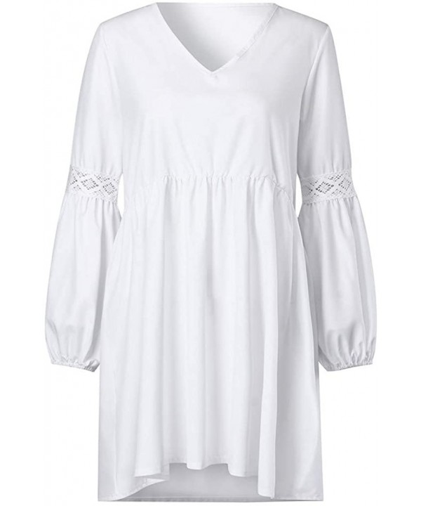 Women's Flowy Sundress Flared Tunic Dress - D-white - C0193MR94RT $16.31-Cover-Ups