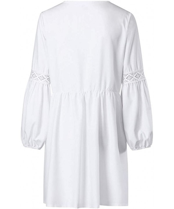 Women's Flowy Sundress Flared Tunic Dress - D-white - C0193MR94RT $16.31-Cover-Ups