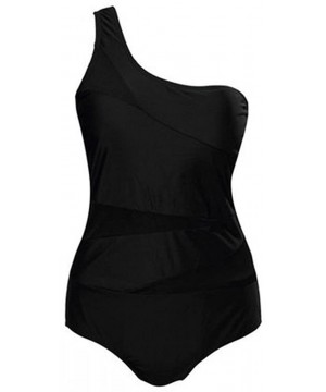 Womens One Shoulder Tankini- Ladies One Piece Backless Plus Size Monokini Swimsuit Swimwear Bikini - Black - CS18QMSTTTU $10....