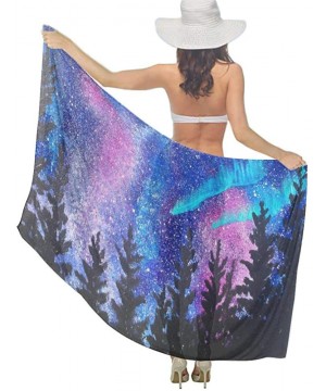 Women Summer Chiffon Sarongs Beach Swimsuit Bikini Cover Up Shawl Wrap Stranger Galaxy Starry Forest Trees Thing - CW196SC0X2...