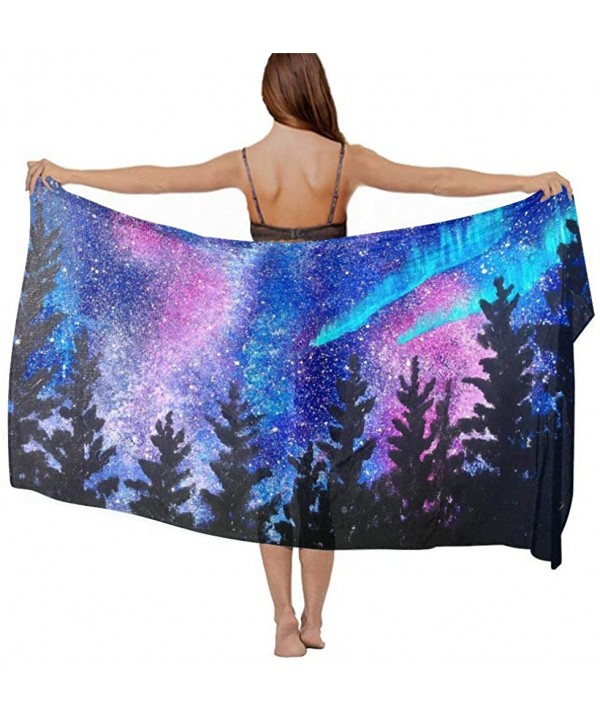 Women Summer Chiffon Sarongs Beach Swimsuit Bikini Cover Up Shawl Wrap Stranger Galaxy Starry Forest Trees Thing - CW196SC0X2...