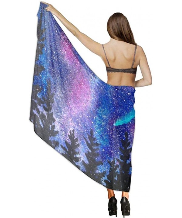 Women Summer Chiffon Sarongs Beach Swimsuit Bikini Cover Up Shawl Wrap Stranger Galaxy Starry Forest Trees Thing - CW196SC0X2...