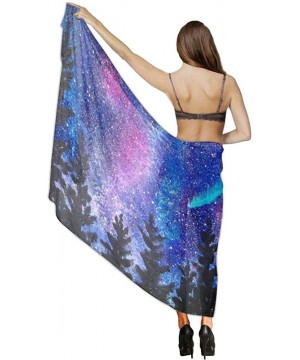 Women Summer Chiffon Sarongs Beach Swimsuit Bikini Cover Up Shawl Wrap Stranger Galaxy Starry Forest Trees Thing - CW196SC0X2...