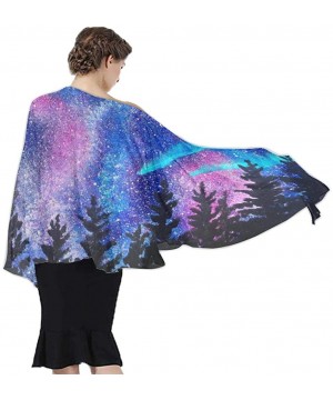 Women Summer Chiffon Sarongs Beach Swimsuit Bikini Cover Up Shawl Wrap Stranger Galaxy Starry Forest Trees Thing - CW196SC0X2...