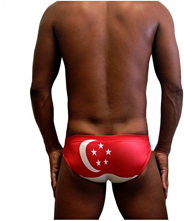 Men Sexy Contour Pouch- Low Rise- Swimming Briefs -National Flag - Ns-605 (Singapore) - CH12K8IUK3R $38.67-Briefs