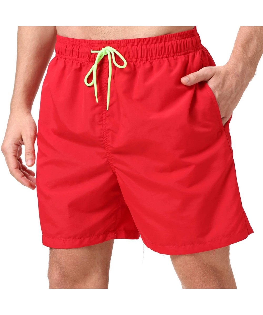 Men's Swim Trunks Quick Dry Beach Swim Shorts with Mesh Liner Bathing Suits - Red - CU18QC335YH $20.87-Board Shorts