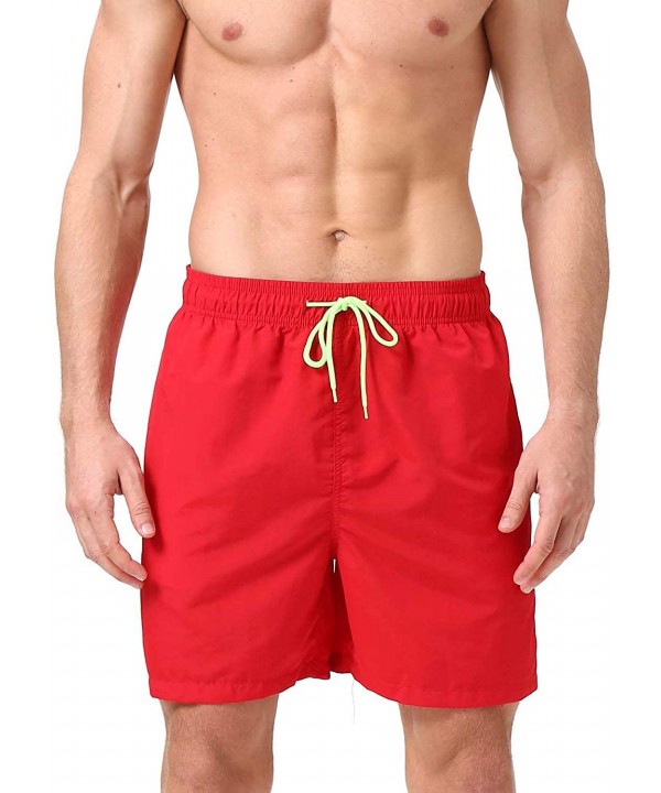 Men's Swim Trunks Quick Dry Beach Swim Shorts with Mesh Liner Bathing Suits - Red - CU18QC335YH $20.87-Board Shorts