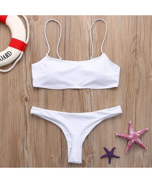 Triangle Bikini Women Bandeau Bandage Bikini Set Push Up Brazilian Swimwear Beachwear Swimsuit(White Large) White - CD19466GO...