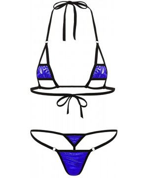 Women's Halterneck Micro Thong Bikini 2 Piece Swimsuit Mini Sexy Extreme Swimwear Clubwear - Royal Blue D - C719C4I6TDE $12.5...