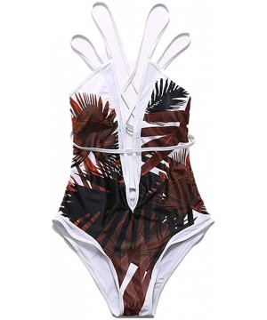 Women's One Piece Beach Swimsuit Swimwear Bathing Monokini Push Up Padded Bikini - Coffee - C5194TH2YCX $17.12-Racing