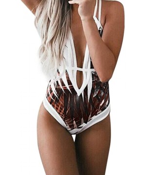 Women's One Piece Beach Swimsuit Swimwear Bathing Monokini Push Up Padded Bikini - Coffee - C5194TH2YCX $17.12-Racing