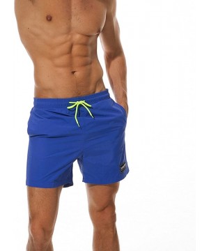 Athletic Mens Leisure Soild Color Running Surfing Swimwear Trunks Board Pants - Blue - CF18LTEDZEI $20.30-Racing