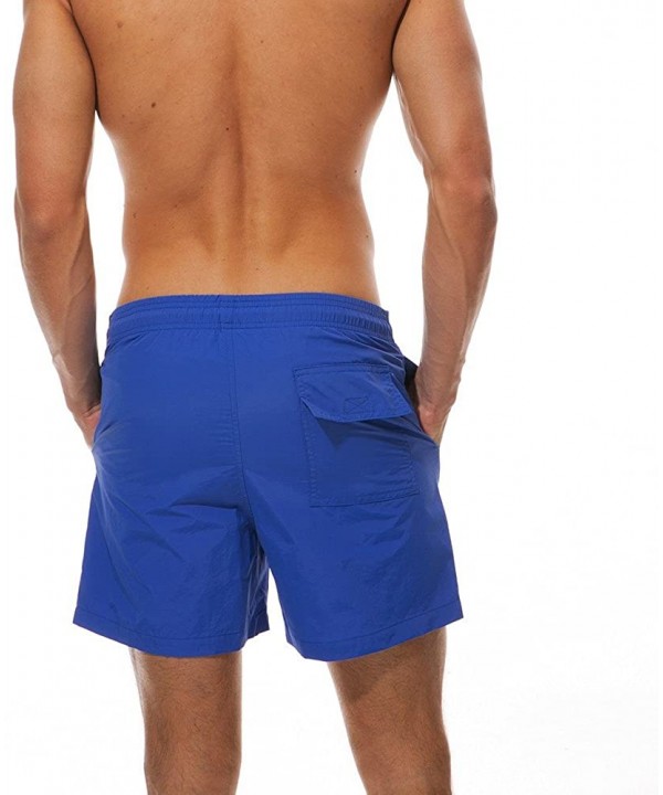 Athletic Mens Leisure Soild Color Running Surfing Swimwear Trunks Board Pants - Blue - CF18LTEDZEI $20.30-Racing