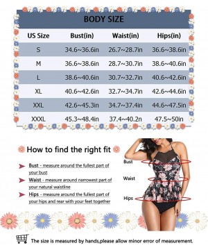 Women's Tummy Control Tankini Swimsuit Two Piece Mesh Swimdress Swimwear Floral Printed Bathing Suit for Women - Rose Floral ...