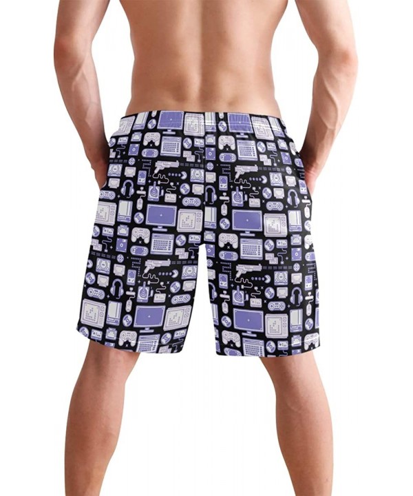 Men's Swim Trunks Wrestle Like You Mean It Quick Dry Beach Board Shorts with Pockets - Blue Gaming Pattern - C818QSZ6SSA $27....