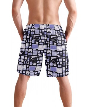 Men's Swim Trunks Wrestle Like You Mean It Quick Dry Beach Board Shorts with Pockets - Blue Gaming Pattern - C818QSZ6SSA $27....