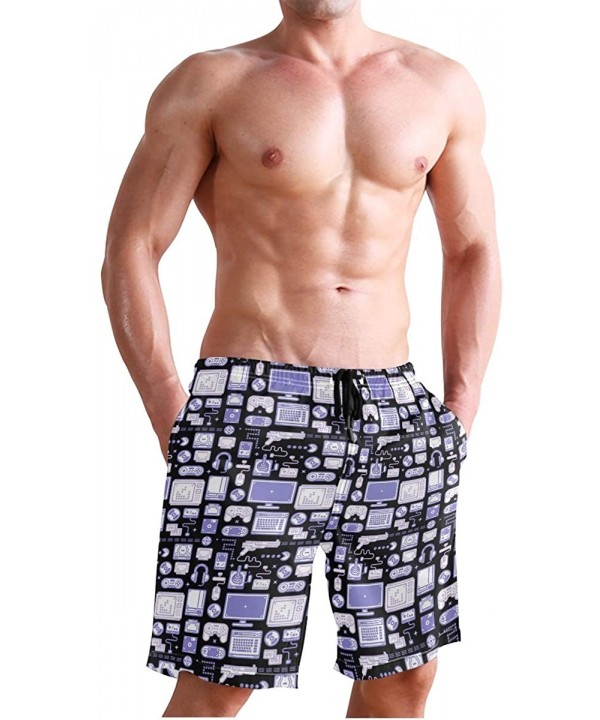 Men's Swim Trunks Wrestle Like You Mean It Quick Dry Beach Board Shorts with Pockets - Blue Gaming Pattern - C818QSZ6SSA $27....