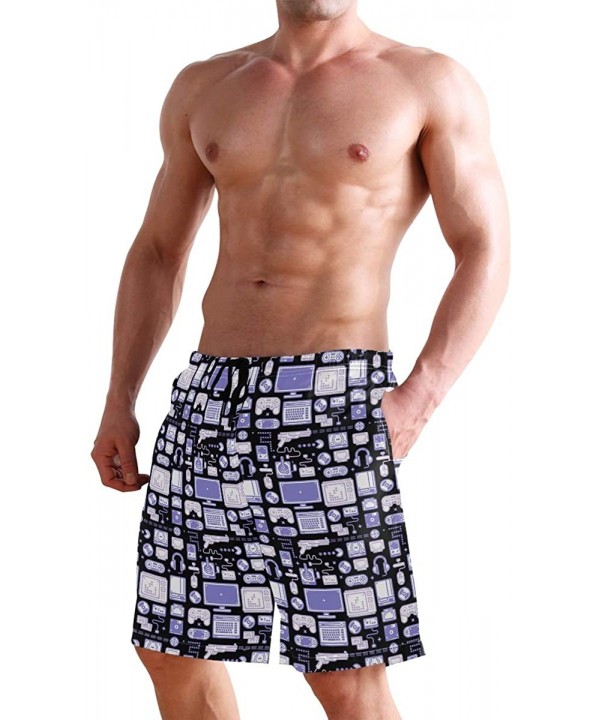 Men's Swim Trunks Wrestle Like You Mean It Quick Dry Beach Board Shorts with Pockets - Blue Gaming Pattern - C818QSZ6SSA $27....