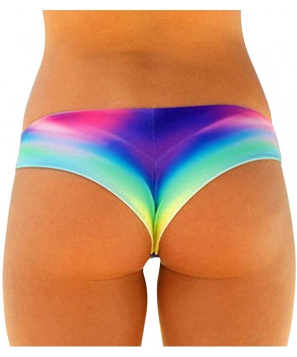 Sexy Lady Brazilian V-Style Printed Cheeky Bikini Bottom Thong - Multi Color - CR194DSIGC6 $12.25-Tankinis