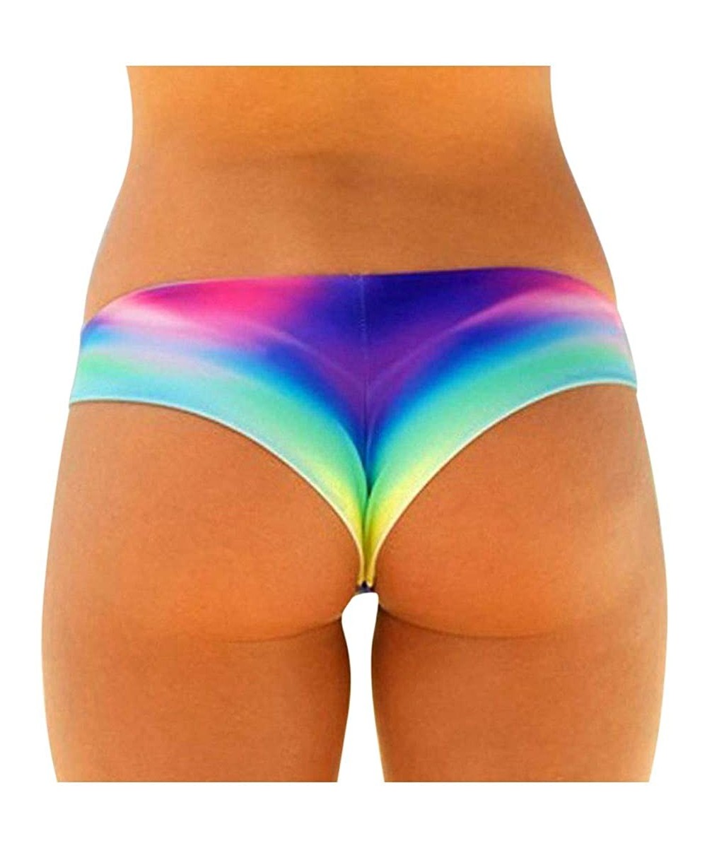 Sexy Lady Brazilian V-Style Printed Cheeky Bikini Bottom Thong - Multi Color - CR194DSIGC6 $12.25-Tankinis