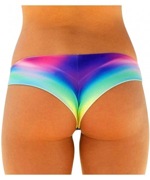 Sexy Lady Brazilian V-Style Printed Cheeky Bikini Bottom Thong - Multi Color - CR194DSIGC6 $12.25-Tankinis