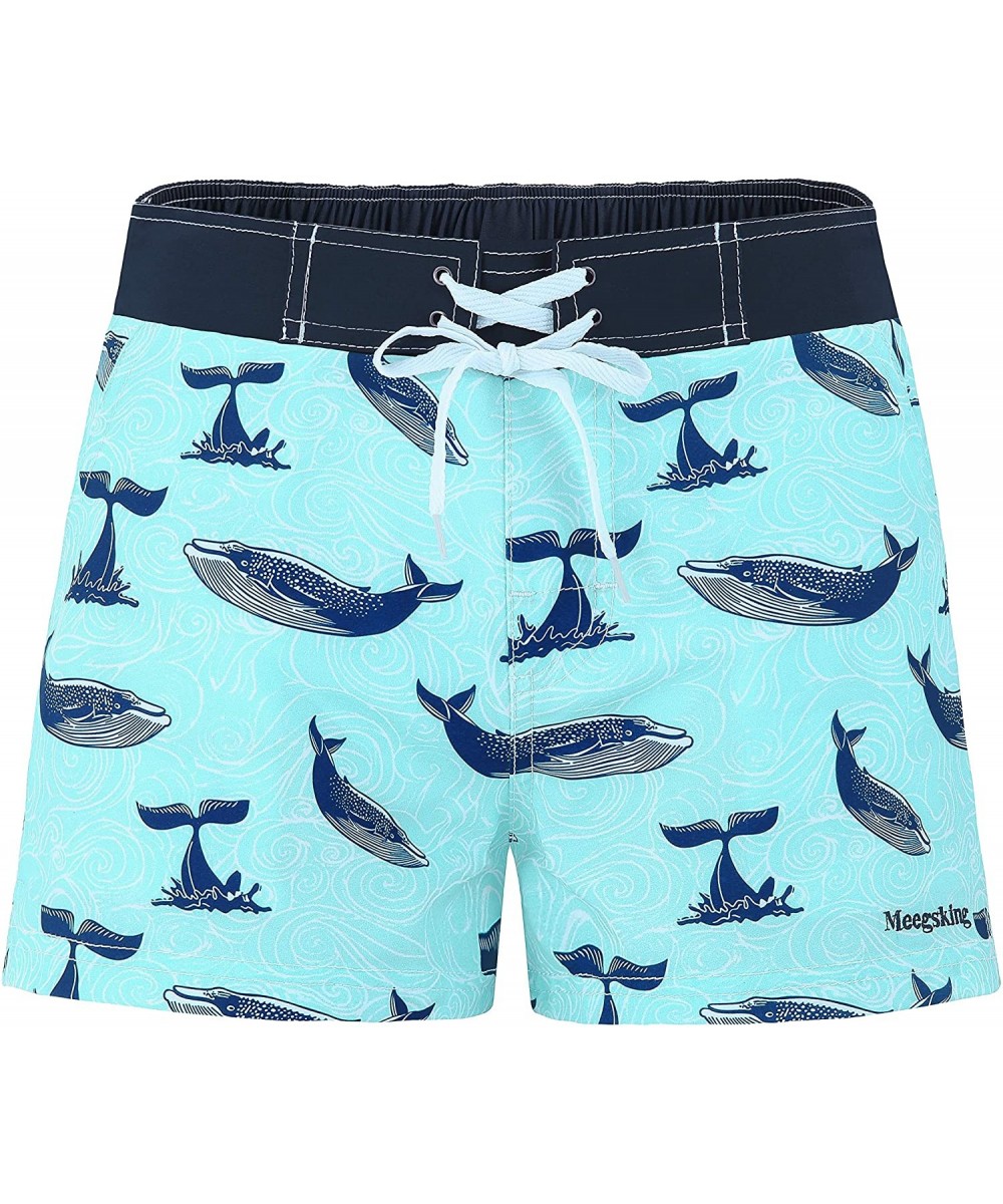 Women Quick Dry Swimwear Trunks Sports Board Shorts with Soft Briefs Inner Lining - Blue/Whale - CD18XTQNGS4 $23.71-Board Shorts