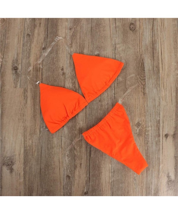 Women Swimsuit Elastic Bikini Fashion Two Piece Daily Beachwear - Orange - C819024K4XH $10.82-Sets