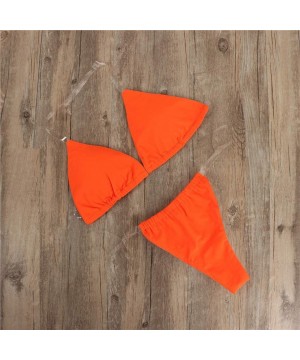 Women Swimsuit Elastic Bikini Fashion Two Piece Daily Beachwear - Orange - C819024K4XH $10.82-Sets