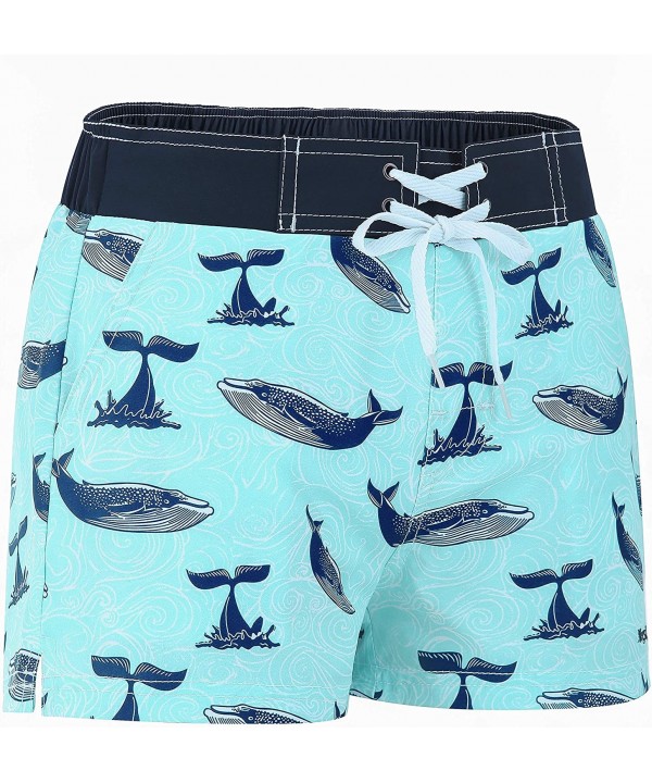 Women Quick Dry Swimwear Trunks Sports Board Shorts with Soft Briefs Inner Lining - Blue/Whale - CD18XTQNGS4 $23.71-Board Shorts