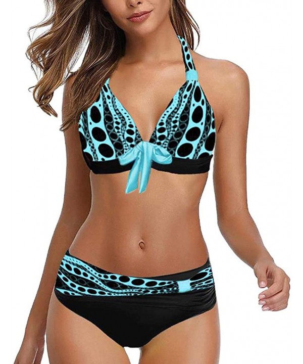 Plus Size Swimsuit Halter Bikini Set for Women | Deep sea - 2020 - Blue ❤️ - CI1944Y7MZT $16.62-Sets