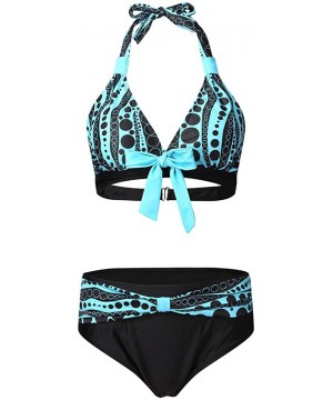 Plus Size Swimsuit Halter Bikini Set for Women | Deep sea - 2020 - Blue ❤️ - CI1944Y7MZT $16.62-Sets