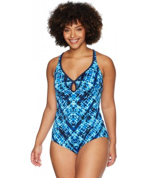 Women's Control One Piece Swimsuit - Ripple Effect/Blue - CB180NY003Q $47.58-One-Pieces