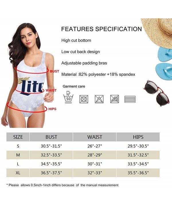 Women's Miller Lite High Cut Low Back One Piece Swimwear Bathing Suits - Miller Lite4 - CX197HEIGNT $21.29-One-Pieces