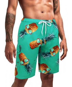 Funny Novelty Swimwear for Men Boys Quick Dry Swim Trunks Beach Shorts Cargo Bathing Suits Mesh Lining - Lake Green-pineapple...