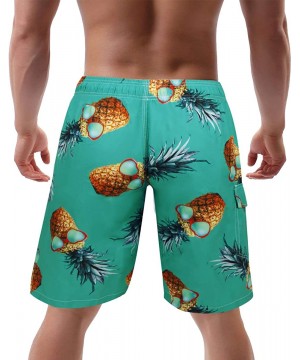 Funny Novelty Swimwear for Men Boys Quick Dry Swim Trunks Beach Shorts Cargo Bathing Suits Mesh Lining - Lake Green-pineapple...