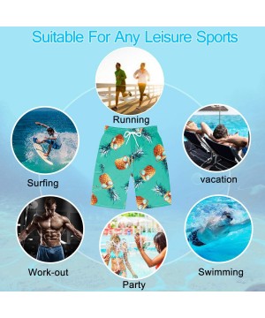 Funny Novelty Swimwear for Men Boys Quick Dry Swim Trunks Beach Shorts Cargo Bathing Suits Mesh Lining - Lake Green-pineapple...