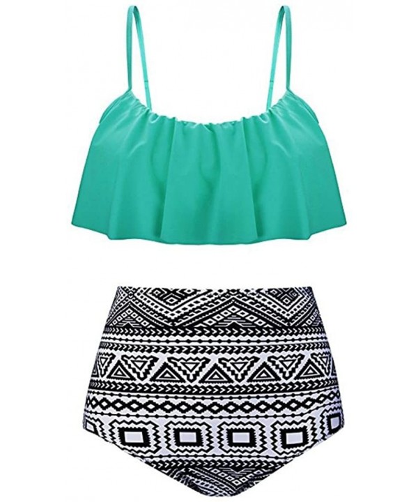 Teen Girls High Waist Swimsuit Summer Two Piece Bathing Suit Skinny Bikini Sets - Best Sale-mint Green - CY18ELAEM3Q $11.80-Sets