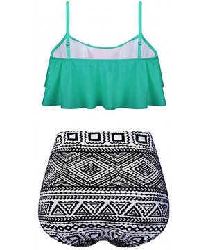 Teen Girls High Waist Swimsuit Summer Two Piece Bathing Suit Skinny Bikini Sets - Best Sale-mint Green - CY18ELAEM3Q $11.80-Sets