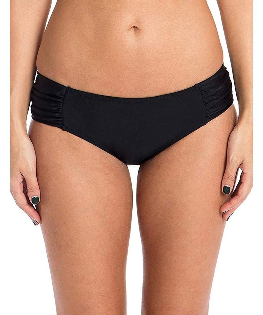 Women's Swim Standard Ruched Bikini Bottom - Black - C518X585W0C $13.48-Bottoms