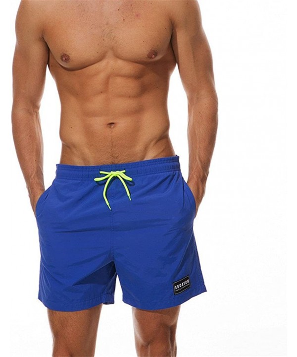 Men's Beach Shorts Swim Trunk Mesh Lining Quick Dry Side Pockets Casual Surf Yoga Water Jogging Training Lightweight - Dark B...