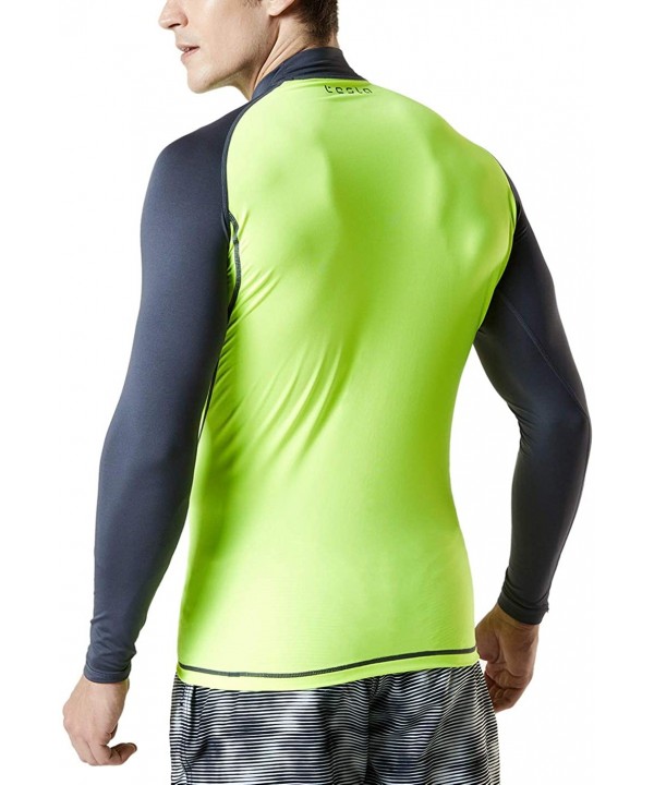 Men's UPF 50+ Long Sleeve Rash Guard- UV/SPF Quick Dry Swim Shirt- Water Surf Swimming Shirts - Print(msr12) - Neon Yellow & ...