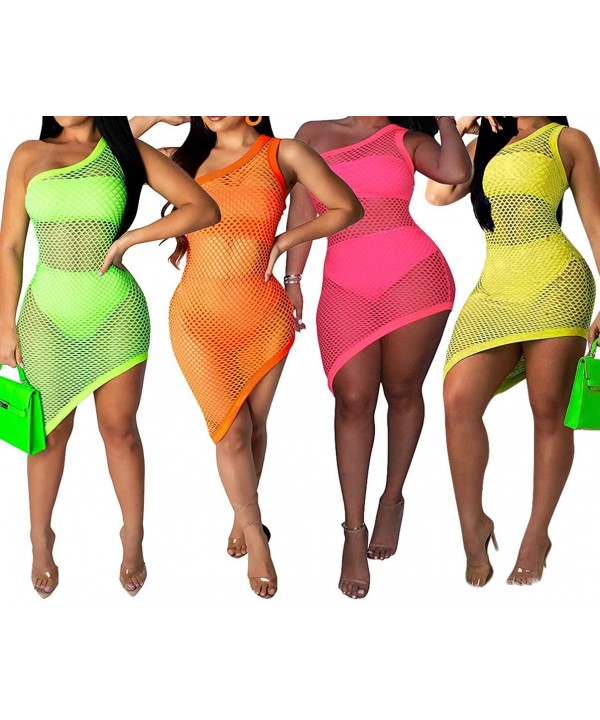 Women's Sexy Swimwear Beach Dresses Mesh Cover Up See Through 3 Piece Outfits Clubwear - Yellow - C918SN3XH5K $18.94-Cover-Ups