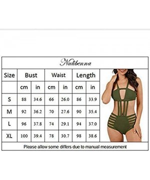 Women's Sexy Bandage Halter One Piece Swimsuits Cut Out Monokini Swimwear High Waist Lace Up Bathing Suit A blue - C412JYR0FT...