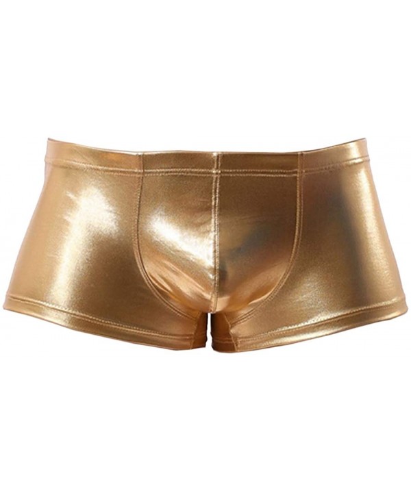 Men Shiny Metallic Liquid Wet Look Underwear Bikini Swimsuit Underpants Underwear Boxer Brief Trunks - Gold - CT18NCYY68Z $11...