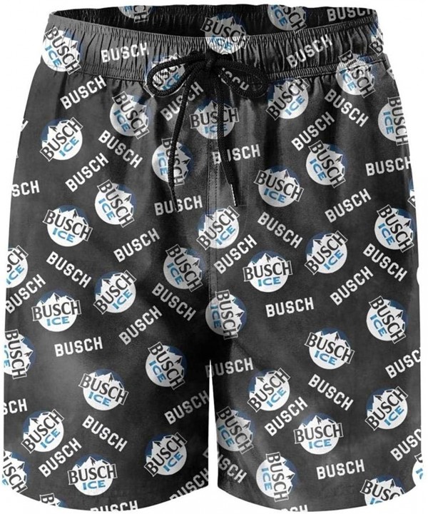 Busch-Light-Beer-Pack-Grey-Blue-Custom Cool Beach Board Shorts Swim Trunks for Mens - White-5 - CI19C63EWII $37.66-Board Shorts