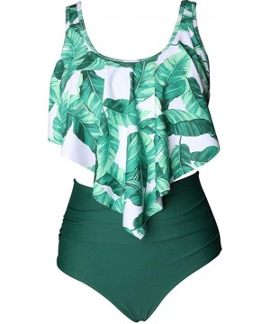 Women Ruffled Flounce Top Bathing Suits High Waisted Bikini Swimsuits - Green - CR18OX4949M $19.16-Sets