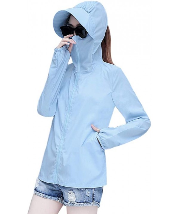 Women's Zip Up Long Sleeve Top Rash Guards Anti-UV Sunscreen Clothes - Blue - C118THZQCHN $23.75-Rash Guards